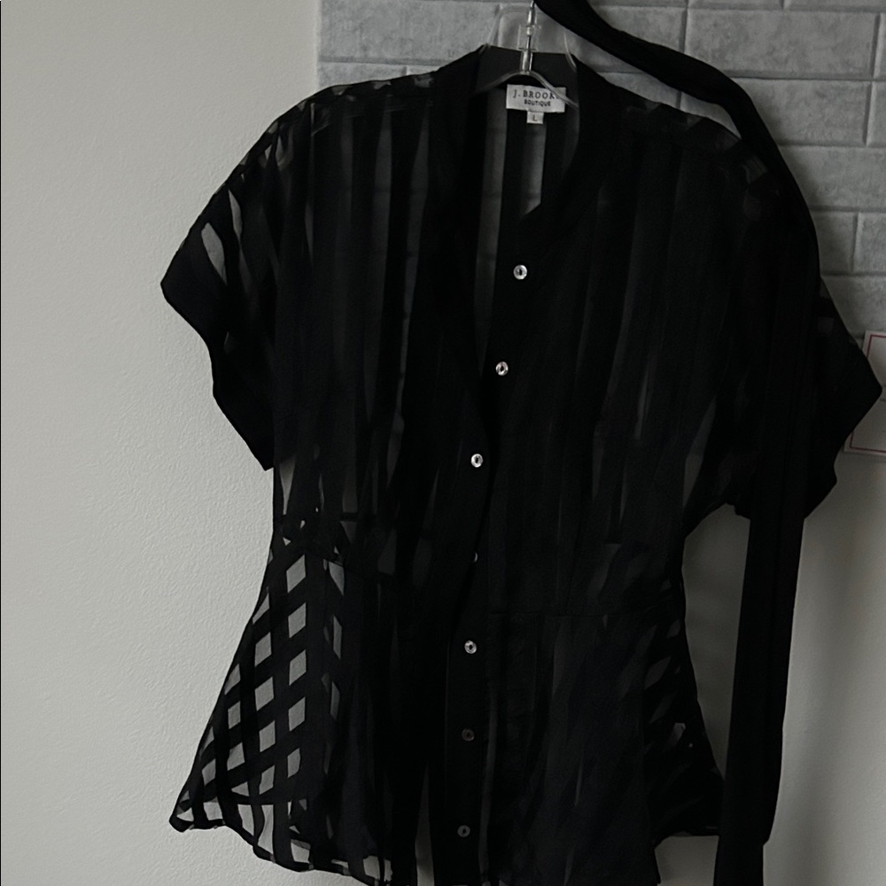 Chic Black Sheer Button-Down Shirt - image 1